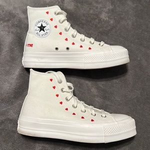 Converse White Platform Valentine limited edition size 8 wm